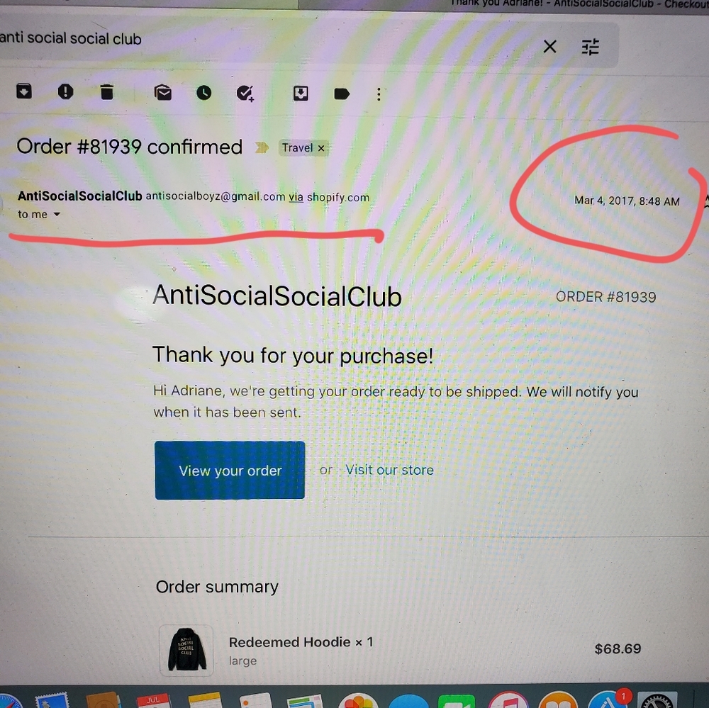 Official receipts and order number